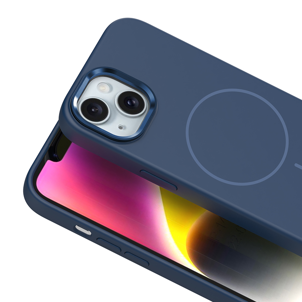 Apple iPhone 14 Kılıf M-Safe Şarj Özellikli Metal Kamera Çerçeveli Zore Edi Silikon Kapak - 18