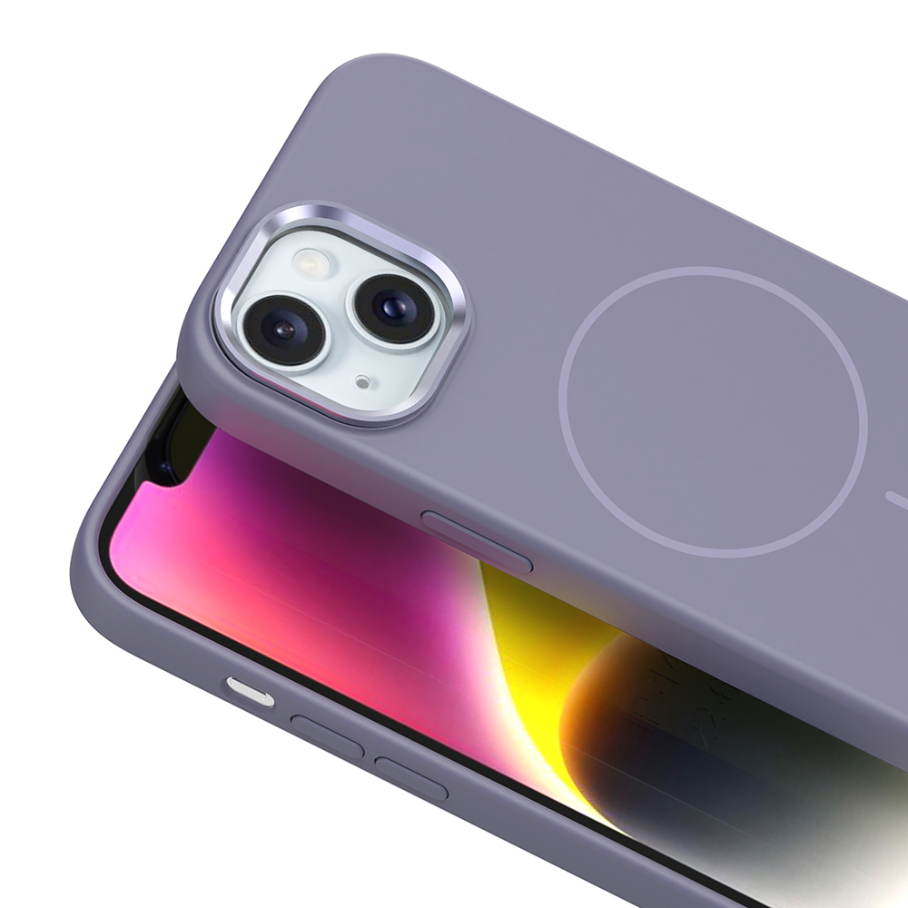 Apple iPhone 14 Kılıf M-Safe Şarj Özellikli Metal Kamera Çerçeveli Zore Edi Silikon Kapak - 15