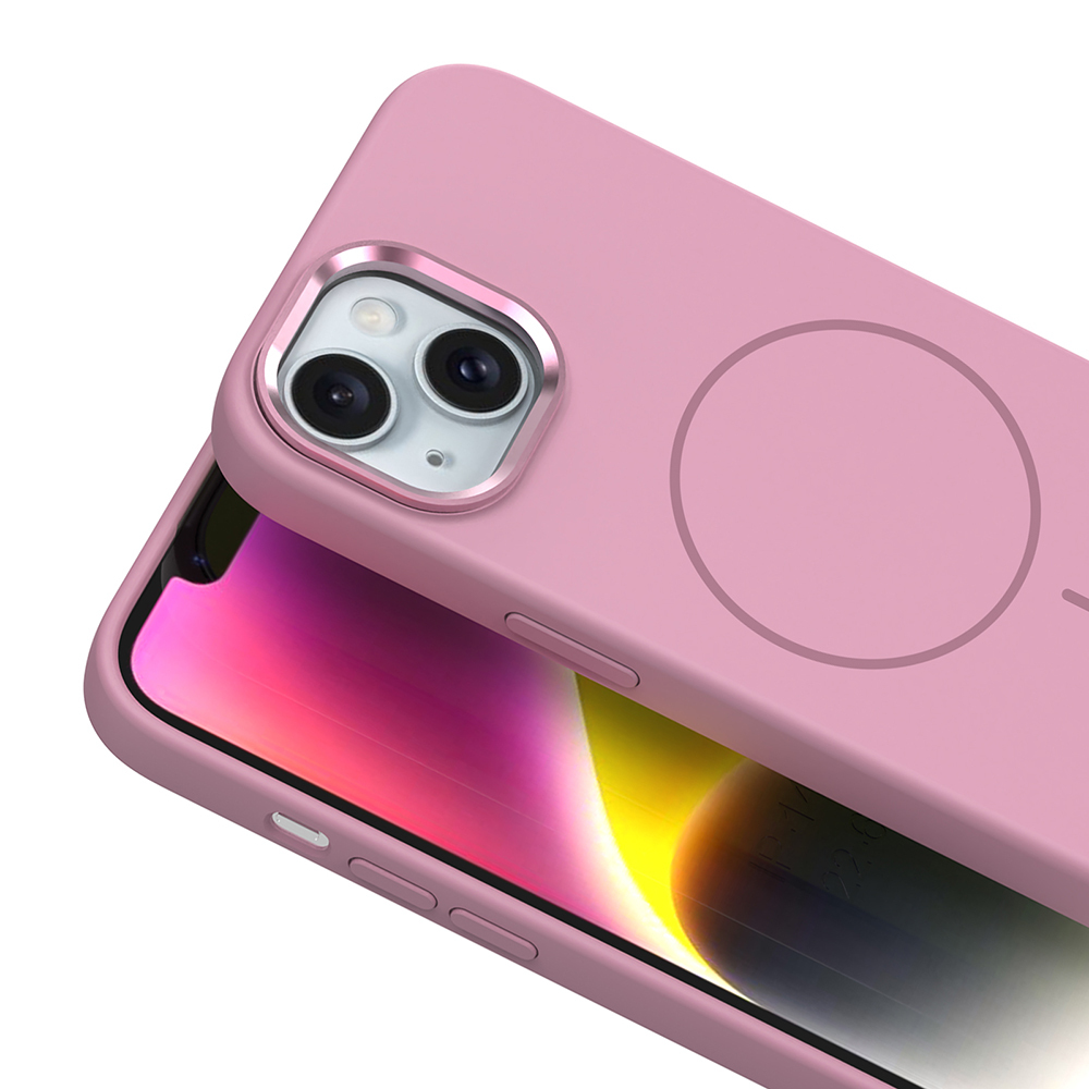 Apple iPhone 14 Kılıf M-Safe Şarj Özellikli Metal Kamera Çerçeveli Zore Edi Silikon Kapak - 13