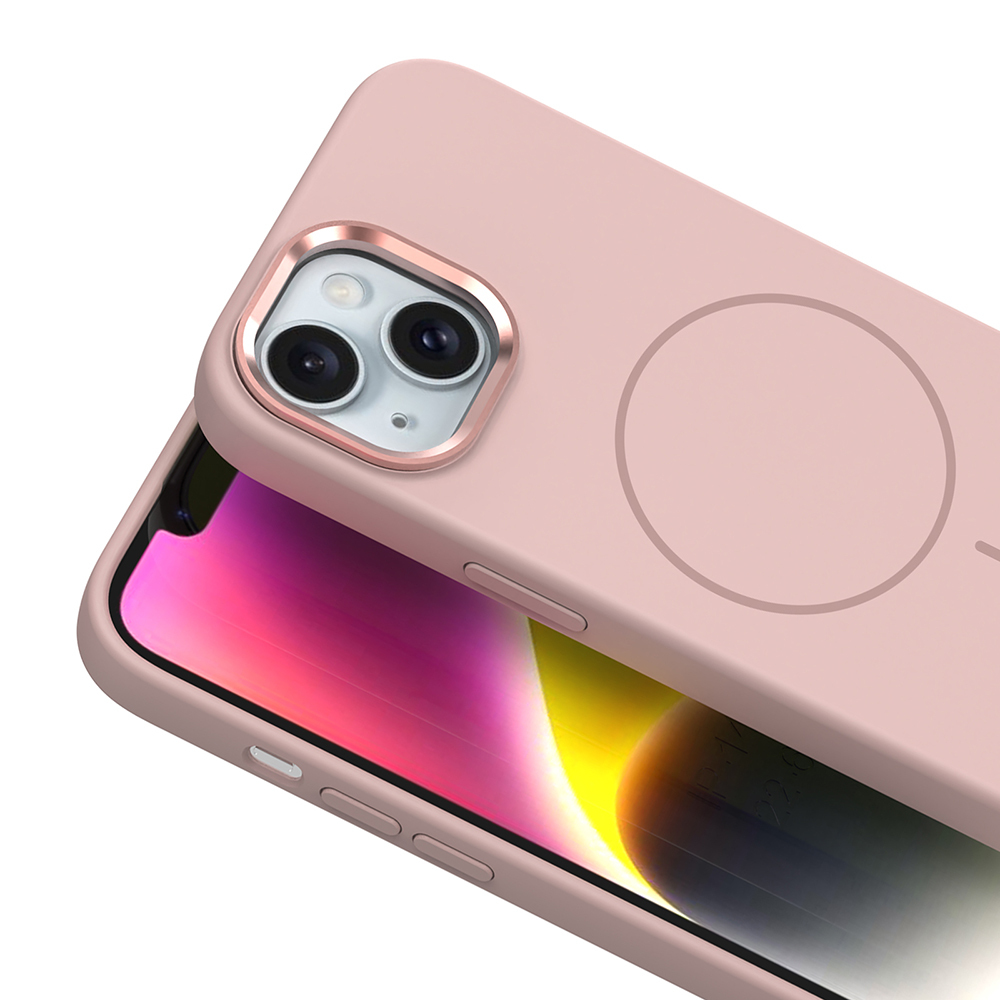 Apple iPhone 14 Kılıf M-Safe Şarj Özellikli Metal Kamera Çerçeveli Zore Edi Silikon Kapak - 12