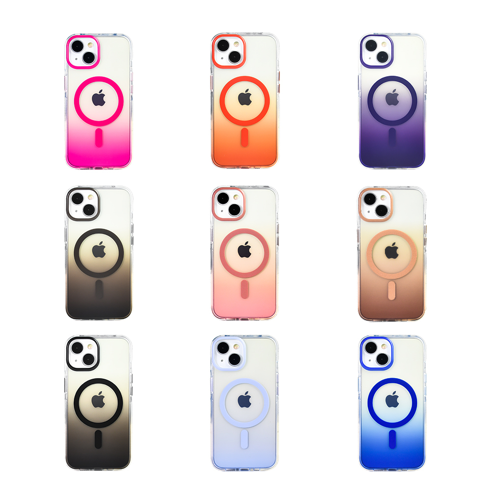 Apple iPhone 14 Kılıf M-safe Şarj Özellikli Transparan Renk Geçişli Zore Toros Kapak - 26
