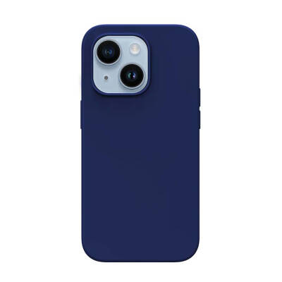 Apple iPhone 14 Kılıf Magsafe Şarj Özellikli Liquid Silikon Recci Mousse Serisi Kapak Mavi