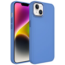 Apple iPhone 14 Kılıf Metal Çerçeve ve Buton Tasarımlı Silikon Zore Luna Kapak Lavendery Gray