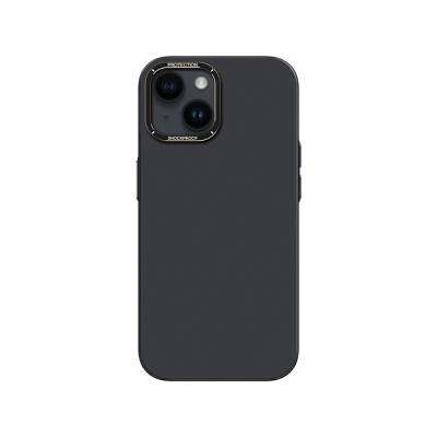 Apple iPhone 14 Kılıf Metal Kamera Çerçeveli Recci Glaze Serisi Kapak Siyah