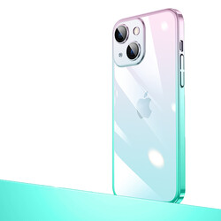 Apple iPhone 14 Kılıf Parlak Renk Geçişli Kamera Korumalı Zore Senkron Kapak Pembe-Mavi