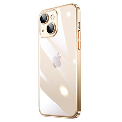 Apple iPhone 14 Kılıf Sert PC Renkli Çerçeveli Zore Riksos Kapak Gold