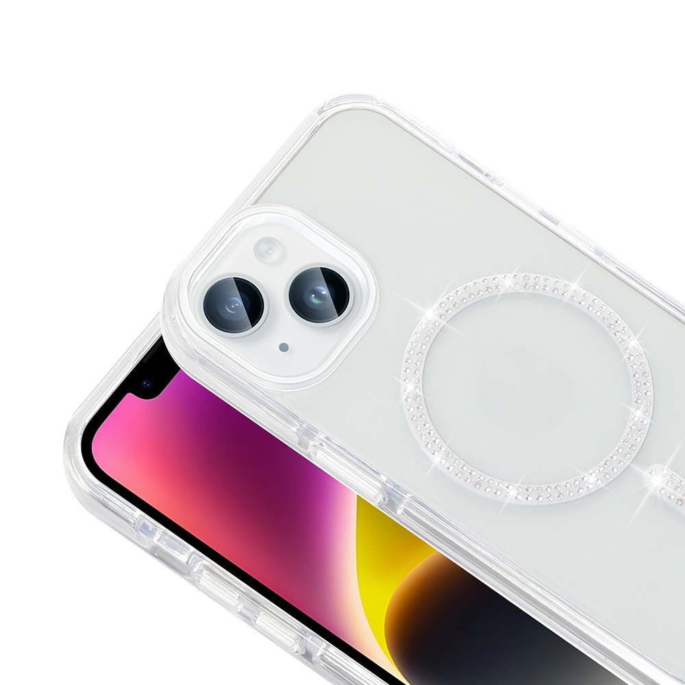 Apple iPhone 14 Kılıf Taşlı Tasarım M-safe Şarj Özellikli Zore Koment Silikon Kapak - 7