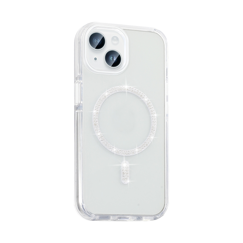 Apple iPhone 14 Kılıf Taşlı Tasarım M-safe Şarj Özellikli Zore Koment Silikon Kapak - 6