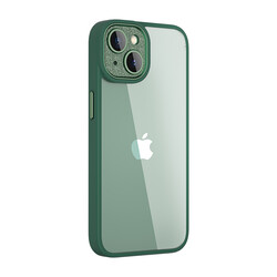 Apple iPhone 14 Kılıf ​​​​​Wiwu GCC-105 Lens Korumalı Renkli Kenar Arkası Şeffaf Multicolor Kapak Koyu Yeşil