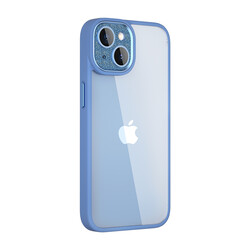 Apple iPhone 14 Kılıf ​​​​​Wiwu GCC-105 Lens Korumalı Renkli Kenar Arkası Şeffaf Multicolor Kapak Mavi