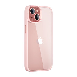 Apple iPhone 14 Kılıf ​​​​​Wiwu GCC-105 Lens Korumalı Renkli Kenar Arkası Şeffaf Multicolor Kapak Pembe