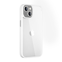 Apple iPhone 14 Kılıf ​​​​​Wiwu GCC-105 Lens Korumalı Renkli Kenar Arkası Şeffaf Multicolor Kapak Beyaz