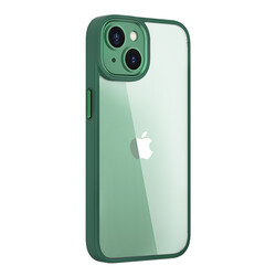 Apple iPhone 14 Kılıf Wiwu VCC-104 Lens Korumalı Renkli Kenar Arkası Şeffaf Vivid Clear Kapak Koyu Yeşil