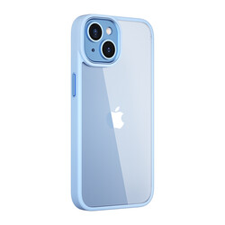 Apple iPhone 14 Kılıf Wiwu VCC-104 Lens Korumalı Renkli Kenar Arkası Şeffaf Vivid Clear Kapak Mavi