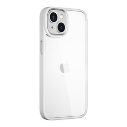 Apple iPhone 14 Kılıf Wiwu VCC-104 Lens Korumalı Renkli Kenar Arkası Şeffaf Vivid Clear Kapak Beyaz