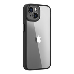 Apple iPhone 14 Kılıf Wiwu VCC-104 Lens Korumalı Renkli Kenar Arkası Şeffaf Vivid Clear Kapak Siyah