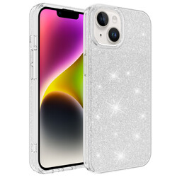 Apple iPhone 14 Kılıf Zore Shining Silikon Gümüş