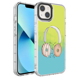 Apple iPhone 14 Plus Case Camera Protected Colorful Patterned Hard Silicone Zore Korn Cover NO14