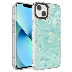 Apple iPhone 14 Plus Case Camera Protected Colorful Patterned Hard Silicone Zore Korn Cover NO13