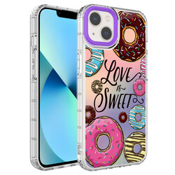 Apple iPhone 14 Plus Case Camera Protected Colorful Patterned Hard Silicone Zore Korn Cover NO11