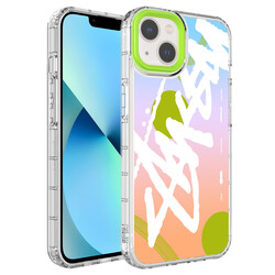 Apple iPhone 14 Plus Case Camera Protected Colorful Patterned Hard Silicone Zore Korn Cover NO2