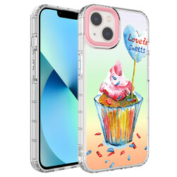 Apple iPhone 14 Plus Case Camera Protected Colorful Patterned Hard Silicone Zore Korn Cover NO15