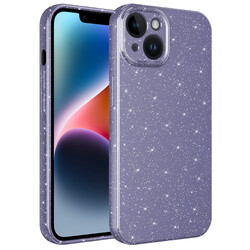 Apple iPhone 14 Plus Case Camera Protected Glittery Luxury Zore Cotton Cover Purple