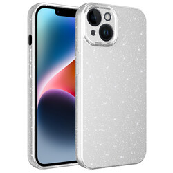 Apple iPhone 14 Plus Case Camera Protected Glittery Luxury Zore Cotton Cover White
