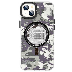 Apple iPhone 14 Plus Case Magsafe Charging Featured YoungKit Camouflage Series Cover Black