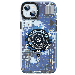 Apple iPhone 14 Plus Case Magsafe Charging Featured YoungKit Camouflage Series Cover Blue