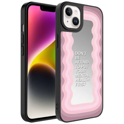 Apple iPhone 14 Plus Case Mirror Patterned Camera Protected Glossy Zore Mirror Cover Ayna