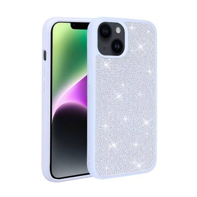 Apple iPhone 14 Plus Case Shiny Stone Design Zore Stone Cover Light Blue