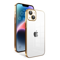 Apple iPhone 14 Plus Case With Camera Protection Color Framed Zore Garaj Cover Gold