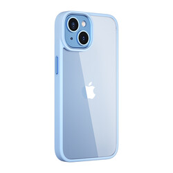 Apple iPhone 14 Plus Case Wiwu VCC-104 Lens Protection Colored Edge Back Transparent Vivid Clear Cover Blue