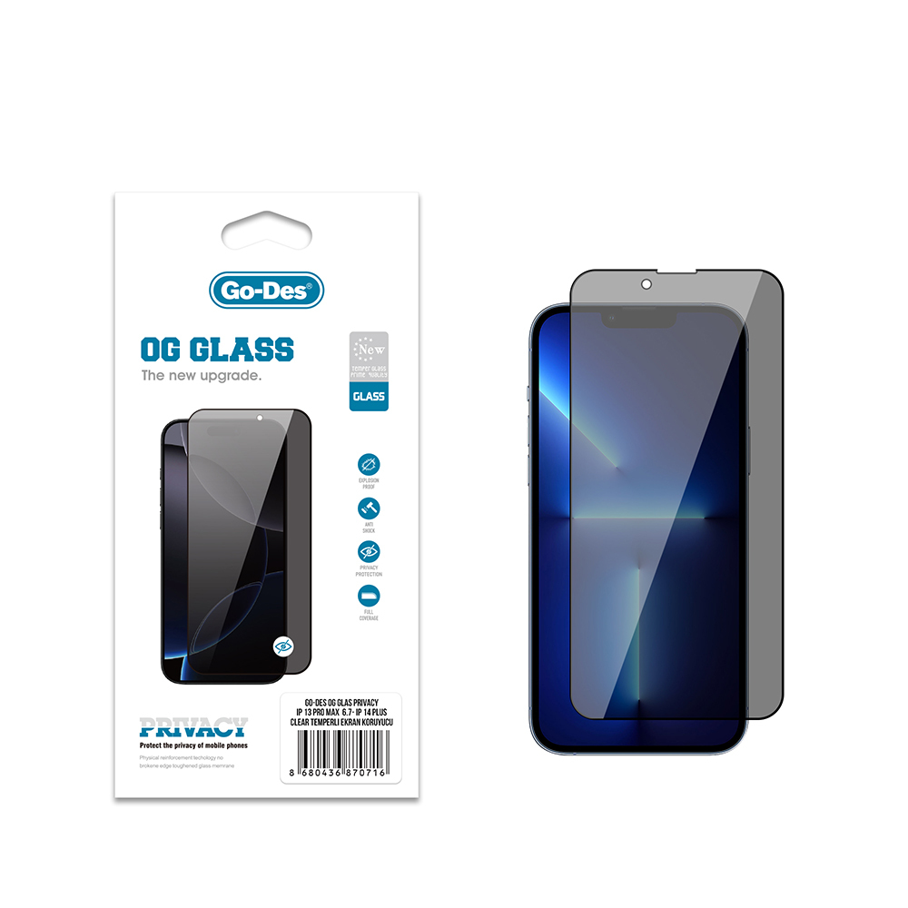 Apple iPhone 14 Plus Go Des OG Glass Privacy Antistatik Temperli Cam Ekran Koruyucu - 2