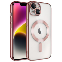 Apple iPhone 14 Plus Kılıf Kamera Korumalı Magsafe Wireless Şarj Özellikli Zore Demre Kapak Rose Gold