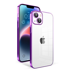 Apple iPhone 14 Plus Kılıf Kamera Korumalı Renkli Çerçeveli Zore Garaj Kapak Lila