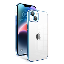 Apple iPhone 14 Plus Kılıf Kamera Korumalı Renkli Çerçeveli Zore Garaj Kapak Mavi Açık