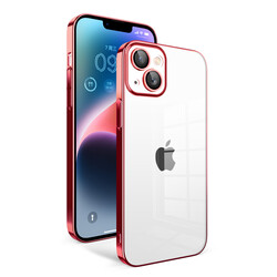 Apple iPhone 14 Plus Kılıf Kamera Korumalı Renkli Çerçeveli Zore Garaj Kapak Kırmızı