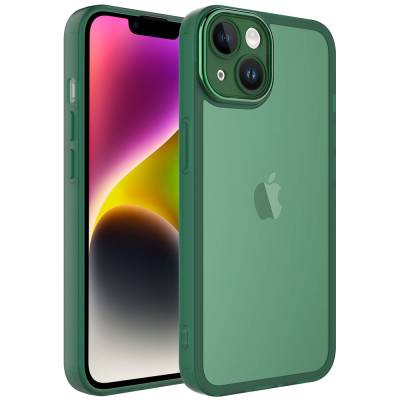 Apple iPhone 14 Plus Kılıf Kamera Korumalı Transparan Zore Post Kapak Koyu Yeşil