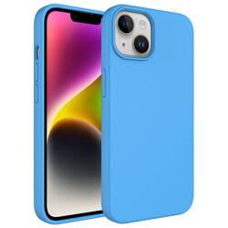Apple iPhone 14 Plus Kılıf Sıvı Teknolojili Silinebilir Sert Zore Kivi Kapak Mavi