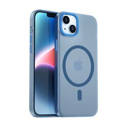 Apple iPhone 14 Plus Wiwu Frosted Magnetic Buzlu Sert PC Kapak Mavi