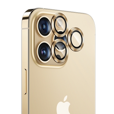 Apple iPhone 14 Pro Benks DR Safir Kamera Lens Koruyucu Gold