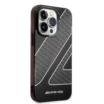 Apple iPhone 14 Pro Case AMG Transparent Double Layer Checkered Flag Design Cover Black