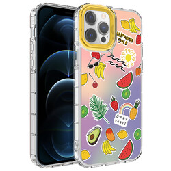 Apple iPhone 14 Pro Case Camera Protected Colorful Patterned Hard Silicone Zore Korn Cover NO4