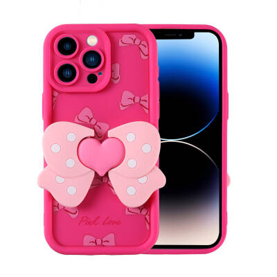 Apple iPhone 14 Pro Case Camera Protected Figure Designed Zore Cover Dark Pink