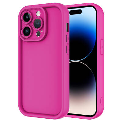 Apple iPhone 14 Pro Case Camera Protected Zore Ananas Cover Dark Pink