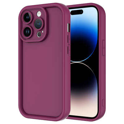 Apple iPhone 14 Pro Case Camera Protected Zore Ananas Cover Plum