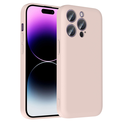 Apple iPhone 14 Pro Case Camera Protection Card Holder Zore Vitra Cover Pink