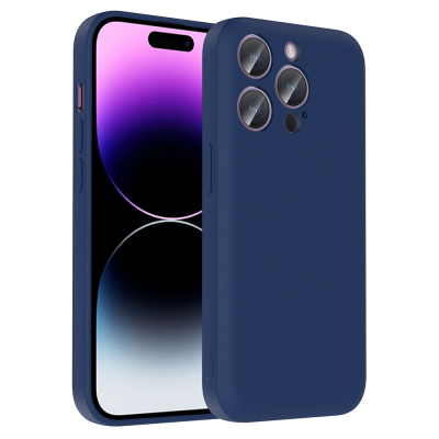 Apple iPhone 14 Pro Case Camera Protection Card Holder Zore Vitra Cover Navy blue
